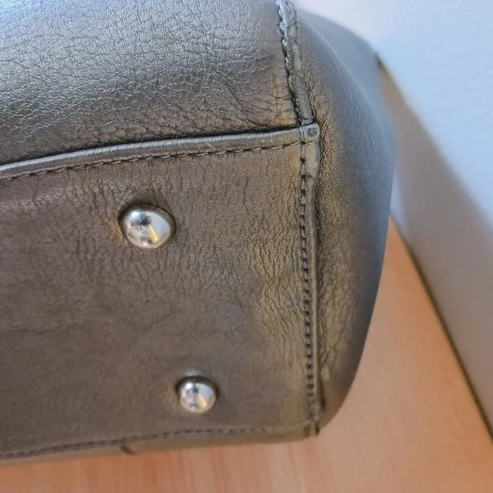 Charming Charlie Dark Gray Handbag Tote Buckles Zipped Closure - Picture 11 of 12